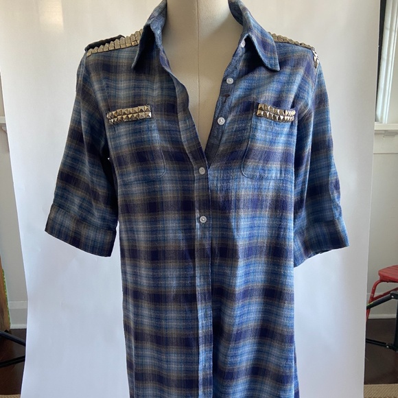 WHAT GOES AROUND COMES AROUND plaid shirt dress - Picture 1 of 6